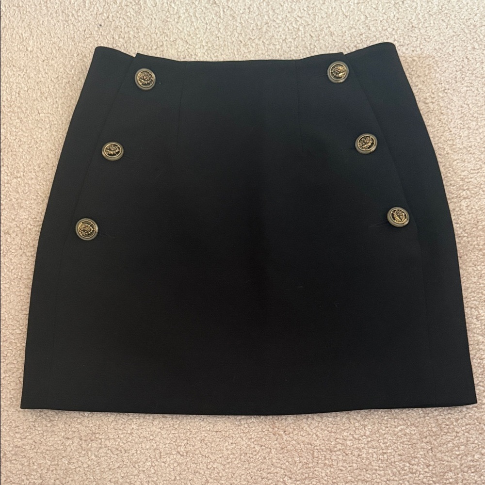 Balmain Black Button-Embellished Skirt